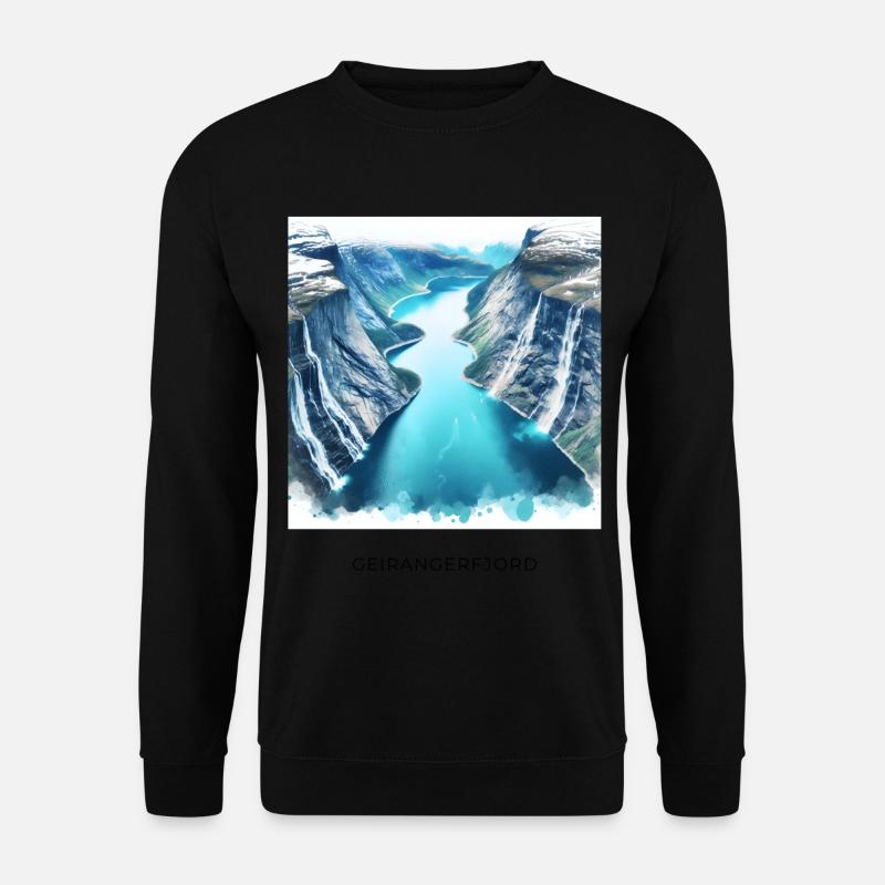 Geirangerfjord Norwegen Skandinavien Naturwunder - Unisex Pullover - Schwarz