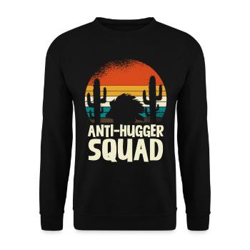 Anti-Hugger Squad Cactus Retro Desert Hedgehog - Unisex Sweatshirt - black - Front - Alina (178cm) & Michal (187cm)
