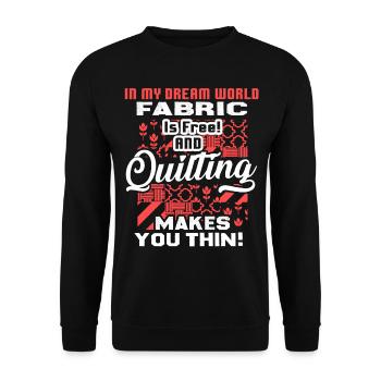 Quilting Makes You Thin - Unisex Sweatshirt - black - Front - Alina (178cm) & Michal (187cm)