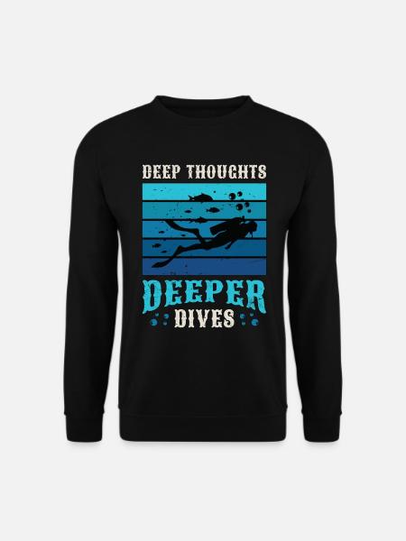 Scuba Diving Deep Thoughts Deeper Dives Snorkeler - Unisex sweater - sort