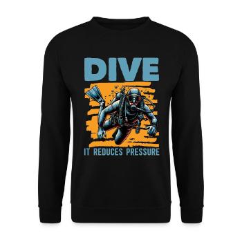 Scuba Diving Dive It Reduces Pressure Snorkeling - Unisex Pullover - Schwarz - Vorne - Alina (178cm) & Michal (187cm)