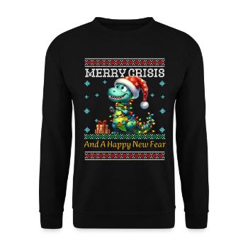 Dino Weihnachten Joyeux Crise Noël laid - Sweat-shirt Unisexe - noir - Devant - Alina (178cm) & Michal (187cm)