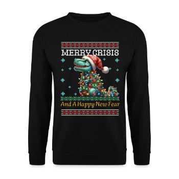 dinosaNoël T-Rex Joyeux Crise Moche Noël - Sweat-shirt Unisexe - noir - Devant - Alina (178cm) & Michal (187cm)