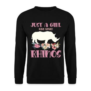 Simply a girl who loves rhinos flowers - Unisex Sweatshirt - black - Front - Alina (178cm) & Michal (187cm)