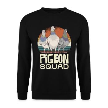 Pigeon Squad Retro Stil Taubenfreunde - Unisex Pullover - Schwarz - Vorne - Alina (178cm) & Michal (187cm)