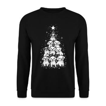 Chiot arbre de Noël chiens Cadeau de Noël - Sweat-shirt Unisexe - noir - Devant - Alina (178cm) & Michal (187cm)