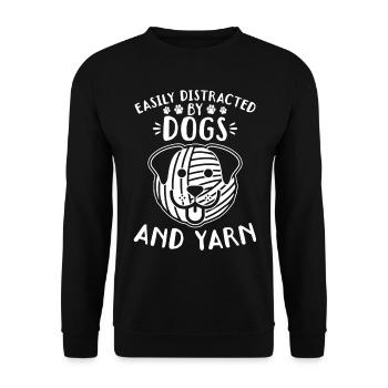 Facilement distrait par les chiens et la laine - Crochet drôle - Sweat-shirt Unisexe - noir - Devant - Alina (178cm) & Michal (187cm)