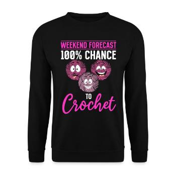 Crocheting - Weekend forecast 100% chance to Croch - Unisex Pullover - Schwarz - Vorne - Alina (178cm) & Michal (187cm)