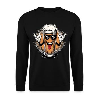 funny beer face design - Unisex Pullover - Schwarz - Vorne - Alina (178cm) & Michal (187cm)
