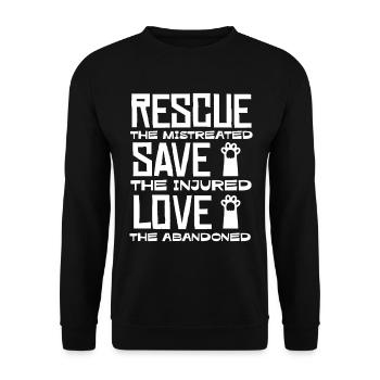 Save the abused, help the injured - Unisex Sweatshirt - black - Front - Alina (178cm) & Michal (187cm)