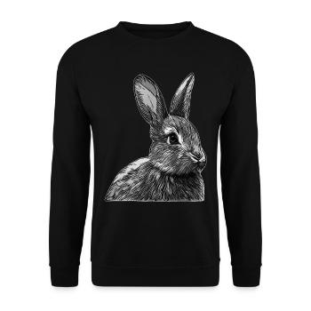 Graphique de conception d’animaux de visage de lapin gris - Sweat-shirt Unisexe - noir - Devant - Alina (178cm) & Michal (187cm)