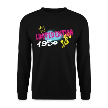 Edition Limitée 1950 Anniversaire Né 1950 - Sweat-shirt Unisexe - noir - Devant - Alina (178cm) & Michal (187cm)