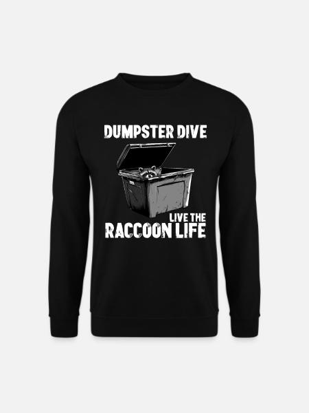 Waschbär Dumpster Diving Lebensmittelrettung - Unisex Pullover - Schwarz