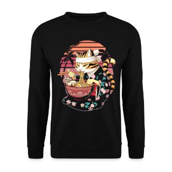 Ramen Cat Japan Anime Kawaii Ramen Noodles - Unisex Sweatshirt - black - Front - Alina (178cm) & Michal (187cm)