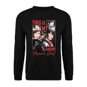 C’est ma chemise de pyjama anime - Sweat-shirt Unisexe - noir - Devant - Alina (178cm) & Michal (187cm)