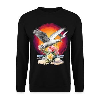 Seagull Seagulls Maritime Flowers Sea Occasions - Unisex Sweatshirt - black - Front - Alina (178cm) & Michal (187cm)