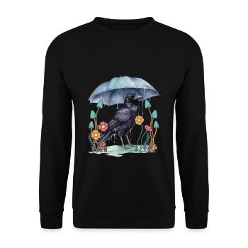 oiseau corbeau parapluie météo nature corbeau - Sweat-shirt Unisexe - noir - Devant - Alina (178cm) & Michal (187cm)