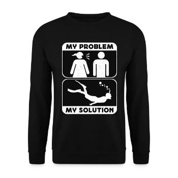 Snorkeling My Problem My Solution Pictogram Dad - Unisex Pullover - Schwarz - Vorne - Alina (178cm) & Michal (187cm)
