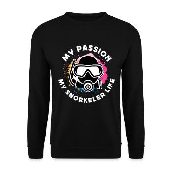 Snorkeling Ma passion Mon snorkeler Sports nautiques - Sweat-shirt Unisexe - noir - Devant - Alina (178cm) & Michal (187cm)