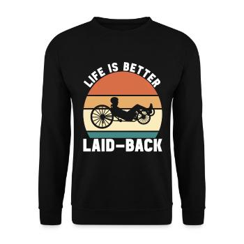 Tricycle couché Liegetrike Liegedreirad - Sweat-shirt Unisexe - noir - Devant - Alina (178cm) & Michal (187cm)