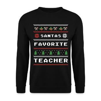 Santas Lieblingslehrer Festlich Weihnachtlich - Unisex Pullover - Schwarz - Vorne - Alina (178cm) & Michal (187cm)