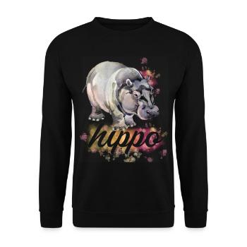 Cute Hippo Gifts - Unisex Sweatshirt - black - Front - Alina (178cm) & Michal (187cm)