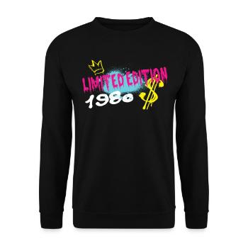 Limited Edition 1980 Birthday Born 1980 - Unisex Sweatshirt - black - Front - Alina (178cm) & Michal (187cm)