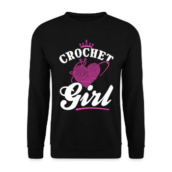 Crochet Girls Crocheting Crocheter - Crochet Girl - Unisex Pullover - Schwarz - Vorne - Alina (178cm) & Michal (187cm)