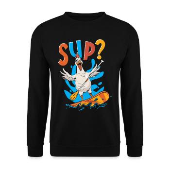 Renn-SUP-Zubehör Allround Chicken Sup - Unisex Pullover - Schwarz - Vorne - Alina (178cm) & Michal (187cm)
