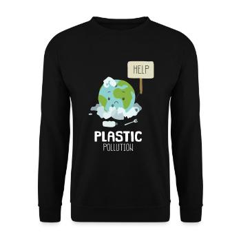 Help Stop Plastic Pollution Environmental Awareness - Unisex Sweatshirt - black - Front - Alina (178cm) & Michal (187cm)