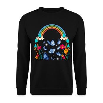 Rainbow Butterflies Nature Flowers Insect - Unisex Sweatshirt - black - Front - Alina (178cm) & Michal (187cm)