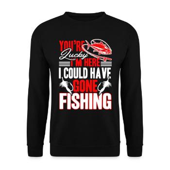Fishing I Could Have Gone Fishing - Unisex Sweatshirt - black - Front - Alina (178cm) & Michal (187cm)