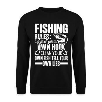 Fishing Rules Bait Your Own Hook - Unisex Sweatshirt - black - Front - Alina (178cm) & Michal (187cm)