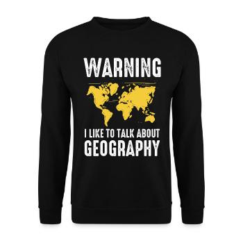 Achtung: Ich Spreche Gerne Über Geographie - Unisex Pullover - Schwarz - Vorne - Alina (178cm) & Michal (187cm)