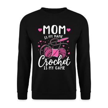 Crochet Maman c’est mon nom Le crochet c’est mon jeu - Croche - Sweat-shirt Unisexe - noir - Devant - Alina (178cm) & Michal (187cm)