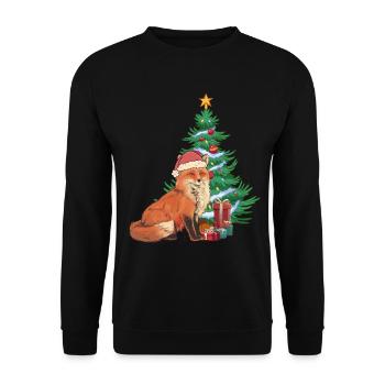 Nikolaus Fuchs Füchse Weihnachtsmann Tannenbaum - Unisex Pullover - Schwarz - Vorne - Alina (178cm) & Michal (187cm)