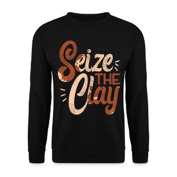 Pottery Ceramics Artist Pun Seize - Unisex Sweatshirt - black - Front - Alina (178cm) & Michal (187cm)