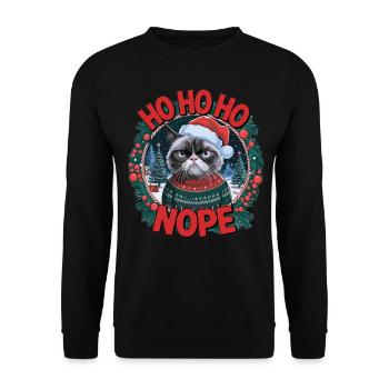 Christmas Muffle Shirt: Grumpy Christmas Cat - Unisex Sweatshirt - black - Front - Alina (178cm) & Michal (187cm)