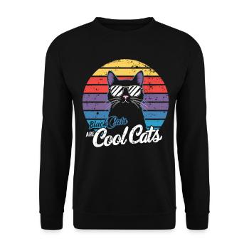 Cool Cats : Design rétro avec chat noir - Sweat-shirt Unisexe - noir - Devant - Alina (178cm) & Michal (187cm)