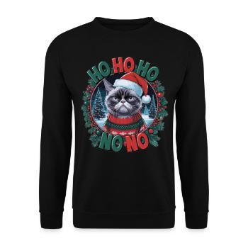 Drôle de chat en pull de Noël – Idée cadeau - Sweat-shirt Unisexe - noir - Devant - Alina (178cm) & Michal (187cm)