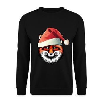 Nikolaus Santa Weihnachtsmann Fuchs Füchse - Unisex Pullover - Schwarz - Vorne - Alina (178cm) & Michal (187cm)