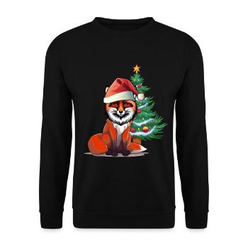 Nikolaus Fuchs Bescherung Weihnachten - Unisex Pullover - Schwarz - Vorne - Alina (178cm) & Michal (187cm)
