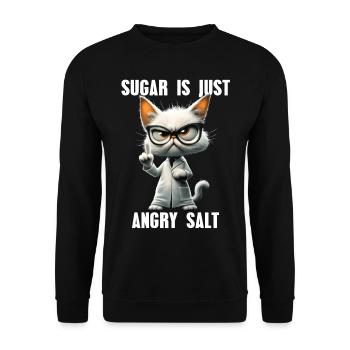 Suagar Is Just Angry Salt Wissenschaft Katze Meme - Unisex Pullover - Schwarz - Vorne - Alina (178cm) & Michal (187cm)