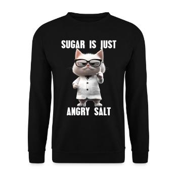 Suagar Is Just Angry Salt Katze Meme Wissenschaft - Unisex Pullover - Schwarz - Vorne - Alina (178cm) & Michal (187cm)