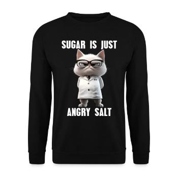 Suagar Is Just Angry Salt Meme Wissenschaft Katze - Unisex Pullover - Schwarz - Vorne - Alina (178cm) & Michal (187cm)
