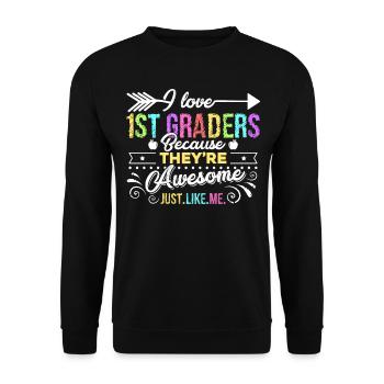 1st Grade Teacher I Love 1st Graders - Unisex Sweatshirt - black - Front - Alina (178cm) & Michal (187cm)
