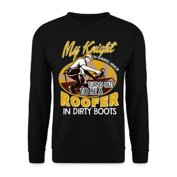 My Knight Turns Out To Be A Roofer - Unisex Sweatshirt - black - Front - Alina (178cm) & Michal (187cm)