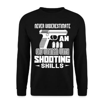 Shooting Old Woman With Shooting Skills - Unisex Sweatshirt - black - Front - Alina (178cm) & Michal (187cm)