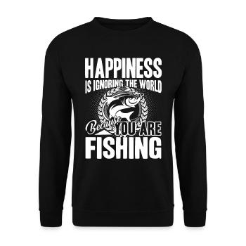 Happiness Is Fishing - Unisex Sweatshirt - black - Front - Alina (178cm) & Michal (187cm)