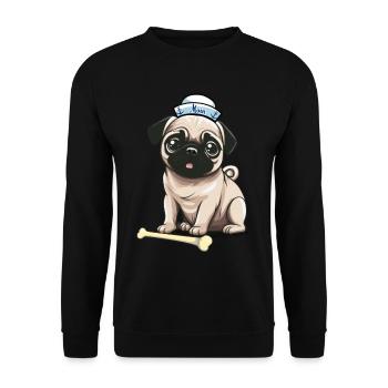 Hund Hunde maritim Moin Seemann Matrose Ahoi - Unisex Pullover - Schwarz - Vorne - Alina (178cm) & Michal (187cm)